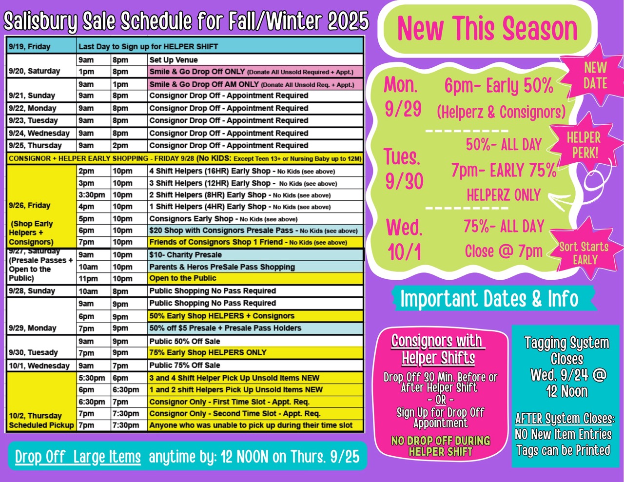 Consignor + Helper Schedule BOTH Fall 2025 (8.5 x 11 in) (11 x 8.5 in) - Salisbury Fall 2025